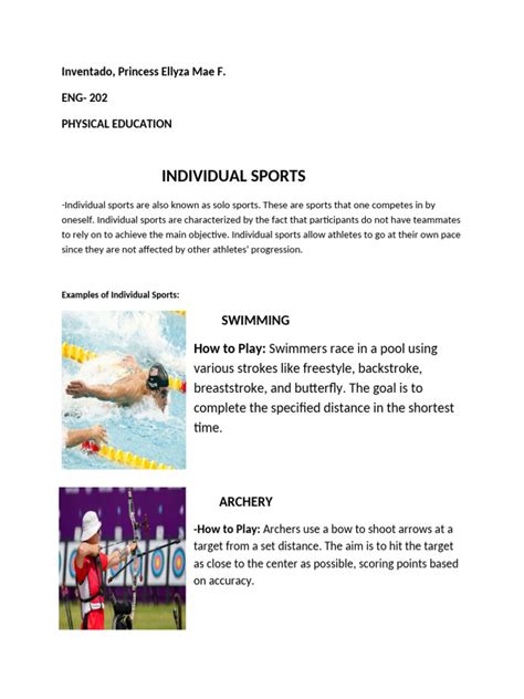 RESEARCH GUIDE: INDIVIDUAL AND DUAL SPORTS .